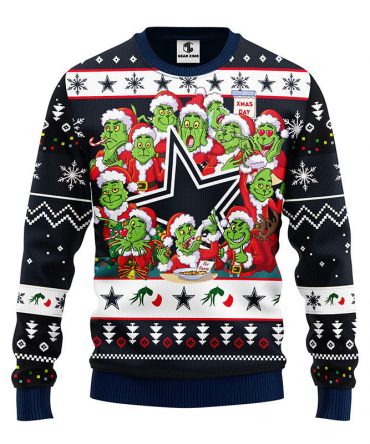 Dallas Cowboys 12 Grinch Xmas Day Ugly Christmas Sweater, Grinch Xmas Sweater