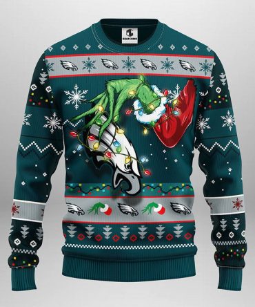 Philadelphia Eagles Grinch Ugly Christmas Sweater