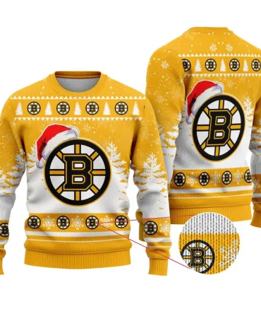 NHL Boston Bruins Personalized Name Christmas Design Ugly Sweater ST2301