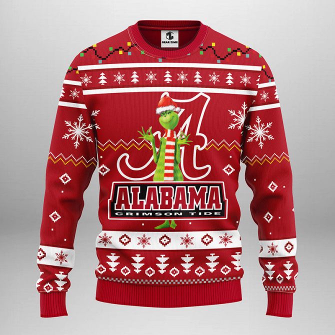 Alabama Crimson Tide Funny Grinch Ugly Christmas Sweater, Grinch Xmas Sweater, NFL Ugly Sweater