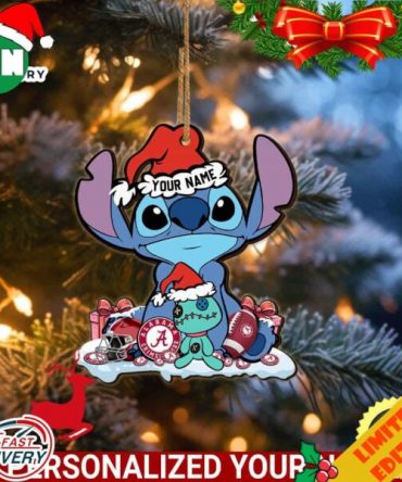 Alabama Crimson Tide Stitch Custom Name Ornament NCAA And Stitch Ornament