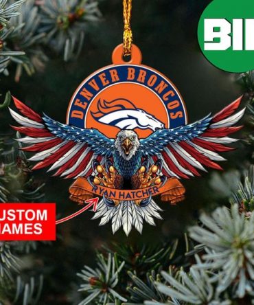 American US Eagle Custom Name x NFL Denver Broncos Xmas Gift For Fans Christmas Ornament