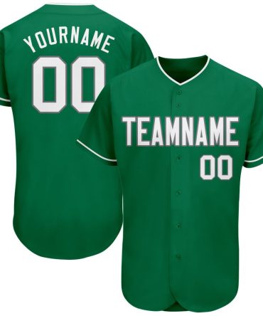American Baseball Jersey, Custom Kelly Green White Gray Authentic St Patrick's Day Baseball Jersey, Baseball Jersey Name