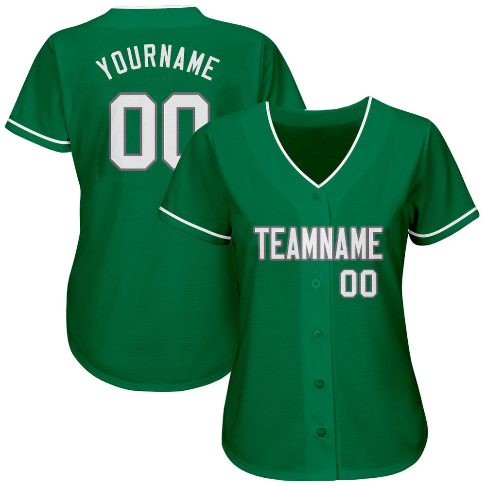 American Baseball Jersey, Custom Kelly Green White Gray Authentic St Patrick's Day Baseball Jersey, Baseball Jersey Name - Image 2