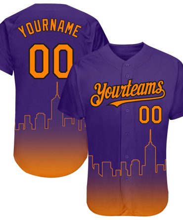 American Baseball Jersey, Custom Purple Bay Orange Black 3D Phoenix City Edition Fade Fashion Authentic Baseball Jersey, Baseball Jersey Name