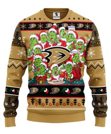 Anaheim Ducks 12 Grinch Xmas Day Ugly Christmas Sweater, Grinch Xmas Sweater