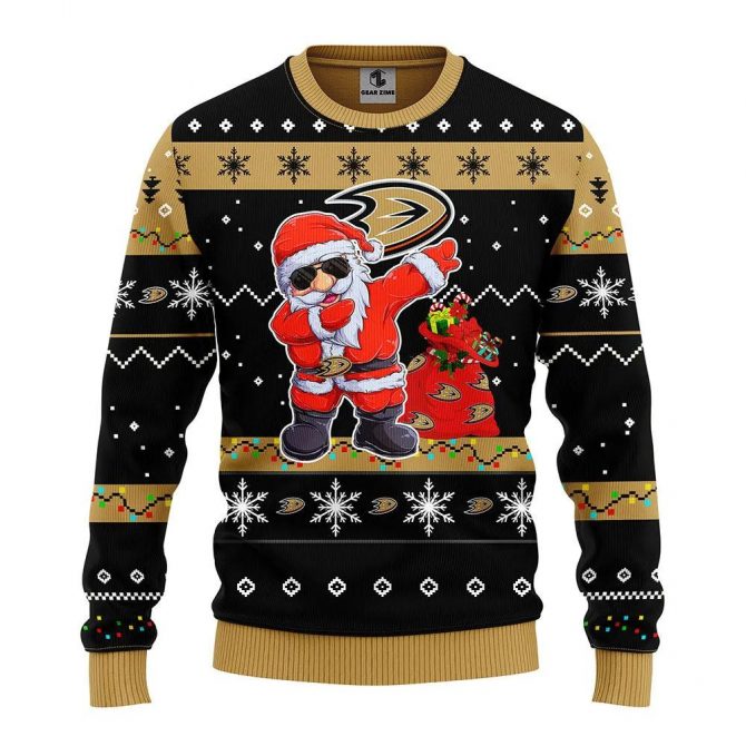 Anaheim Ducks Dabbing Santa Claus Ugly Christmas Sweater, NHL Christmas Sweater
