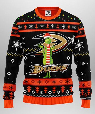 Anaheim Ducks Funny Grinch Ugly Christmas Sweater, Grinch Xmas Sweater