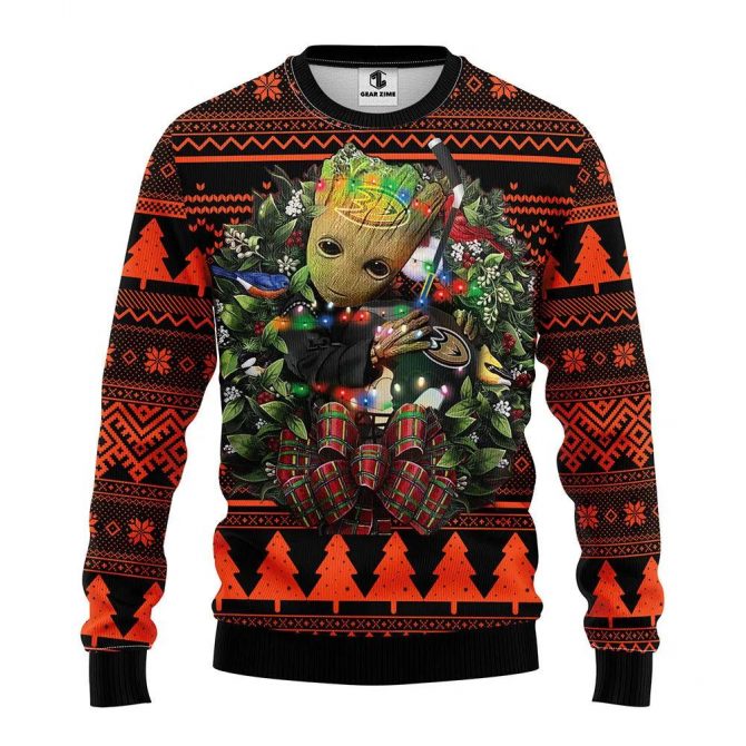 Anaheim Ducks Groot Hug Ugly Christmas Sweater, NHL Christmas Sweater