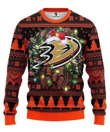 Anaheim Ducks Santa Hat Ugly Christmas Sweater, NHL Christmas Sweater