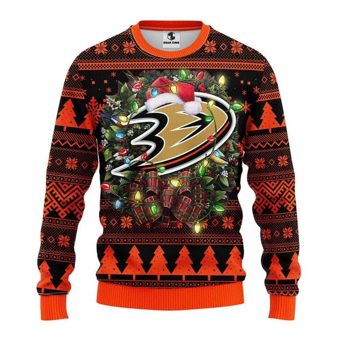 Anaheim Ducks Santa Hat Ugly Christmas Sweater, NHL Christmas Sweater