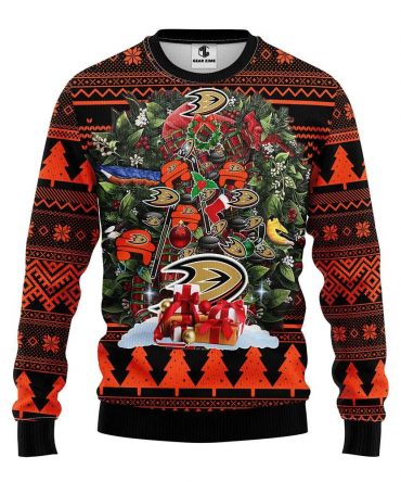 Anaheim Ducks Tree Ugly Christmas Sweater, NHL Christmas Sweater