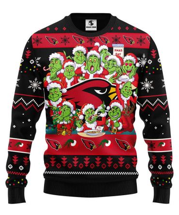 Arizona Cardinals 12 Grinch Xmas Day Ugly Christmas Sweater, Grinch Xmas Sweater, NFL Ugly Sweater