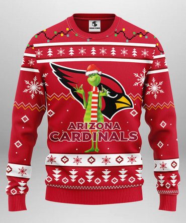 Arizona Cardinals Funny Grinch Ugly Christmas Sweater, Grinch Xmas Sweater, NFL Ugly Sweater