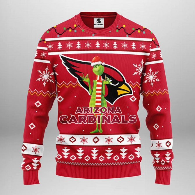 Arizona Cardinals Funny Grinch Ugly Christmas Sweater, Grinch Xmas Sweater, NFL Ugly Sweater
