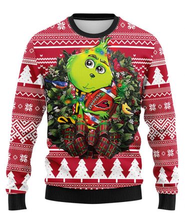 Arizona Cardinals Grinch Hug Ugly Christmas Sweater, Grinch Christmas Sweater, NFL Ugly Sweater