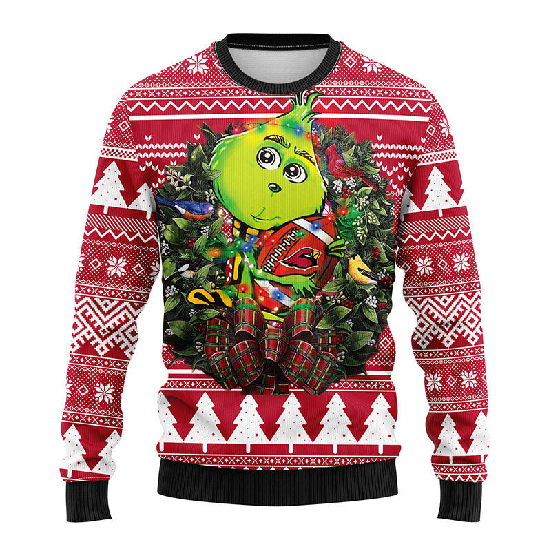 Arizona Cardinals Grinch Hug Ugly Christmas Sweater, Grinch Christmas Sweater, NFL Ugly Sweater