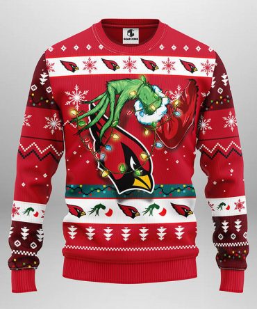 Arizona Cardinals Grinch Ugly Christmas Sweater, Grinch Xmas Sweater, NFL Ugly Sweater