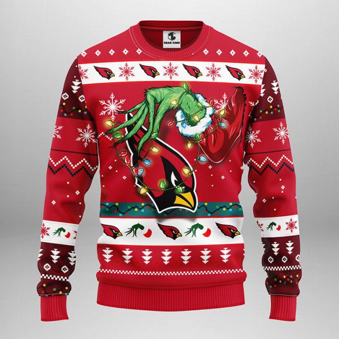 Arizona Cardinals Grinch Ugly Christmas Sweater, Grinch Xmas Sweater, NFL Ugly Sweater