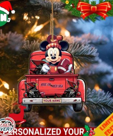 Arizona Cardinals Mickey Mouse Ornament Personalized Your Name Sport Home Decor