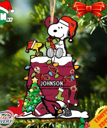 Arizona Cardinals Snoopy NFL Christmas Ornament Personalized Your Name