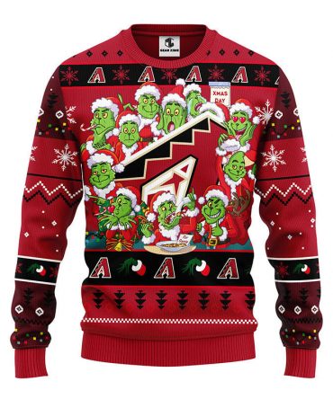 Arizona Diamondbacks 12 Grinch Xmas Day Ugly Christmas Sweater, Grinch Xmas Sweater, MLB Ugly Sweater