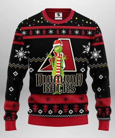 Arizona Diamondbacks Funny Grinch Ugly Christmas Sweater, Grinch Xmas Sweater, MLB Ugly Sweater