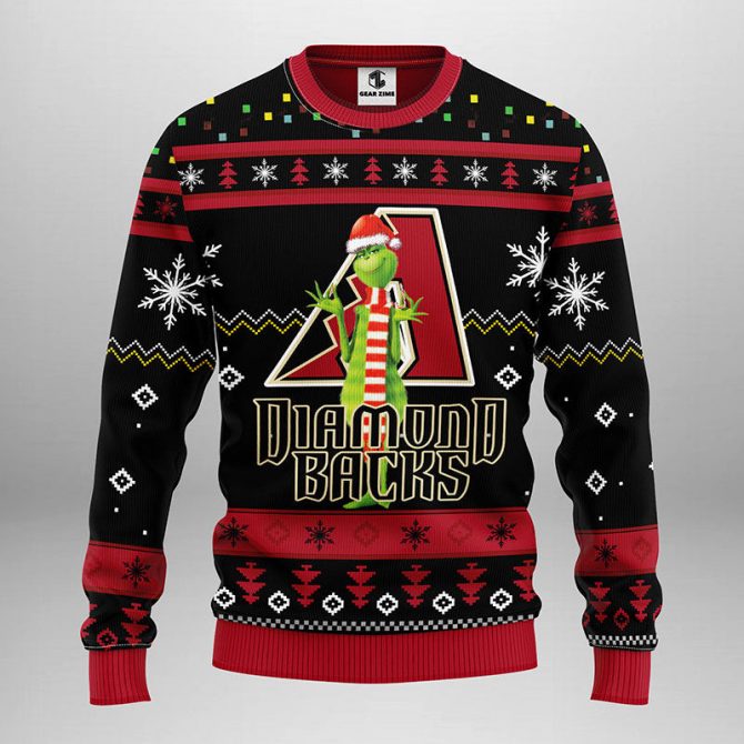 Arizona Diamondbacks Funny Grinch Ugly Christmas Sweater, Grinch Xmas Sweater, MLB Ugly Sweater