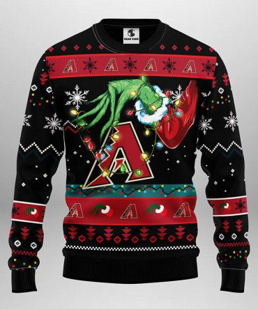 Arizona Diamondbacks Grinch Ugly Christmas Sweater, Grinch Xmas Sweater, MLB Ugly Sweater