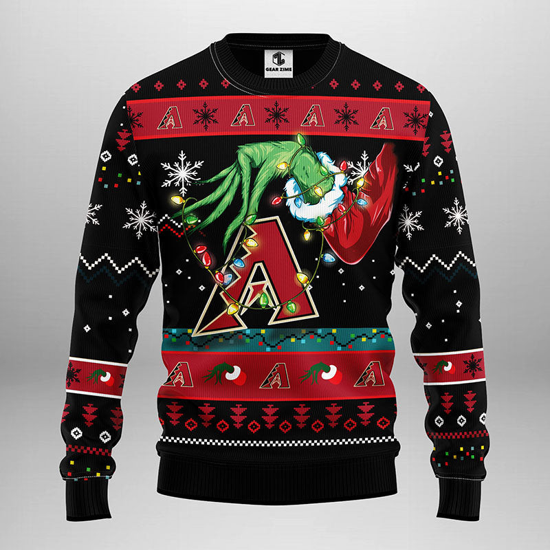Arizona Diamondbacks Grinch Ugly Christmas Sweater, Grinch Xmas Sweater, MLB Ugly Sweater