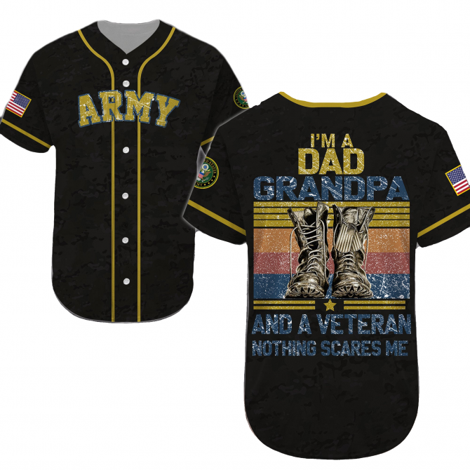 Army Veteran Dad Grandpa Jersey - Proud & Fearless Gift Tee