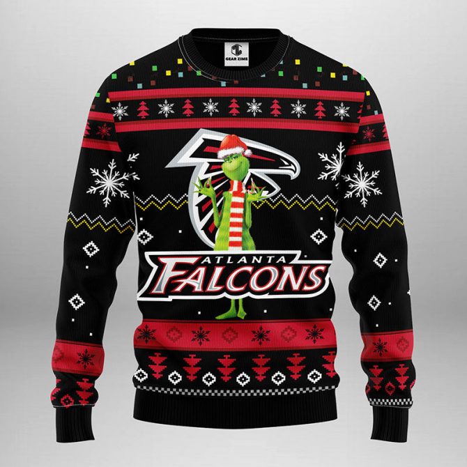 Atlanta Falcons Funny Grinch Ugly Christmas Sweater, Grinch Xmas Sweater