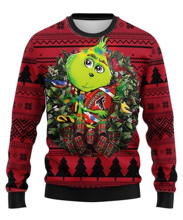 Atlanta Falcons Grinch Hug Ugly Christmas Sweater, Grinch Xmas Sweater