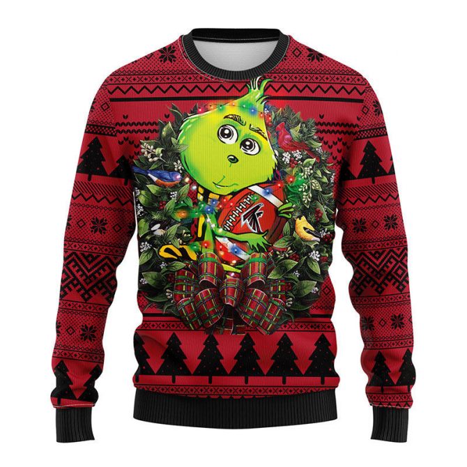 Atlanta Falcons Grinch Hug Ugly Christmas Sweater, Grinch Xmas Sweater