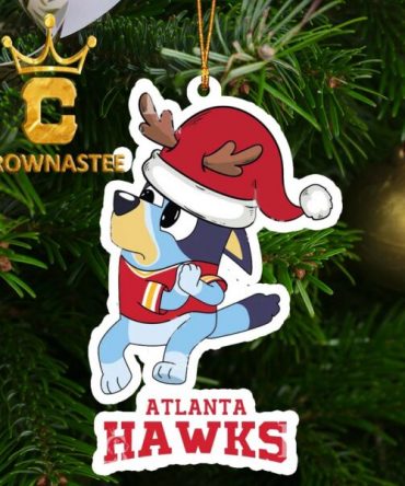 Atlanta Hawks Bluey Santa Claus NBA Christmas Tree Decor Ornament