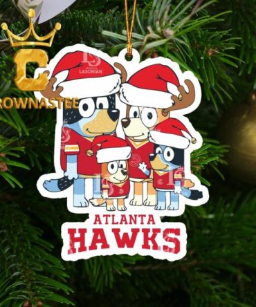 Atlanta Hawks Bluey Santa Family NBA Christmas Tree Decor Ornament