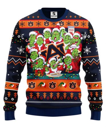 Auburn Tigers 12 Grinch Xmas Day Ugly Christmas Sweater, Grinch Xmas Sweater