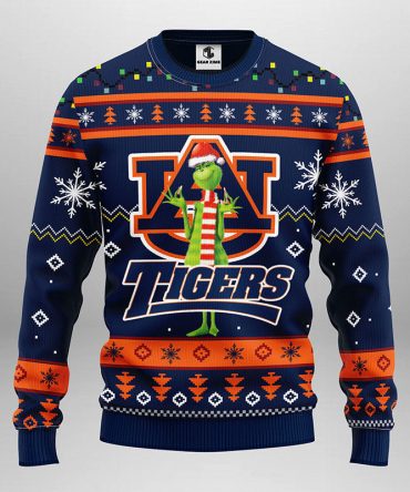 Auburn Tigers Funny Grinch Ugly Christmas Sweater, Grinch Xmas Sweater