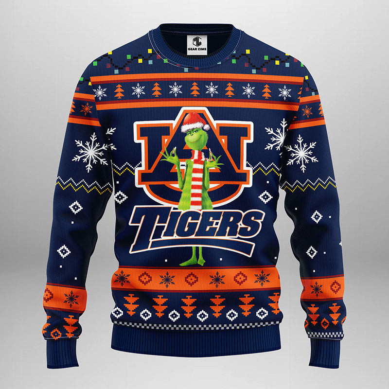 Auburn Tigers Funny Grinch Ugly Christmas Sweater, Grinch Xmas Sweater