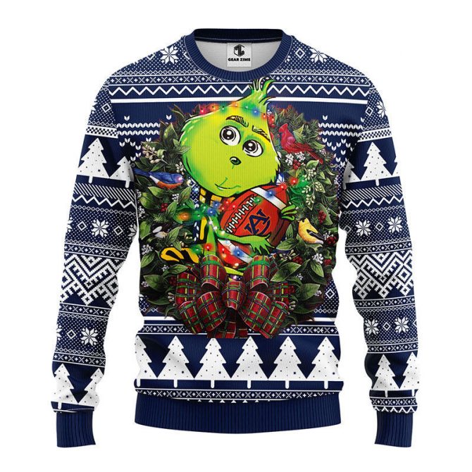 Auburn Tigers Grinch Hug Ugly Christmas Sweater, Grinch Xmas Sweater