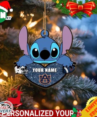 Auburn Tigers Stitch Custom Name Ornament NCAA And Stitch With Heart Ornament