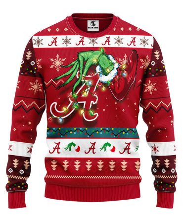 Alabama Crimson Tide Grinch Ugly Christmas Sweater, Grinch Xmas Sweater, NFL Xmas Sweater
