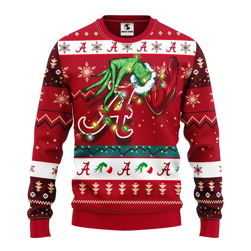Alabama Crimson Tide Grinch Ugly Christmas Sweater, Grinch Xmas Sweater, NFL Xmas Sweater