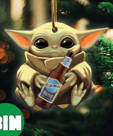 Baby Yoda Hug Blue Moon Belgian White For Beer Lovers 2023 Christmas Star Wars Gift Ornament