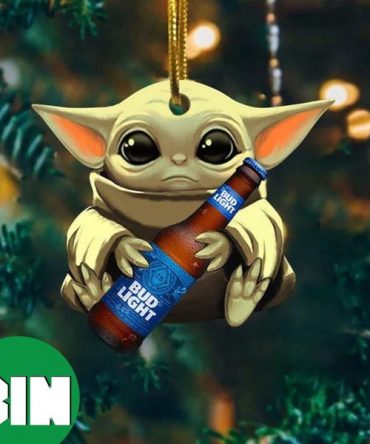 Baby Yoda Hug Bud Light Ultra For Beer Lovers 2023 Christmas Star Wars Gift Ornament