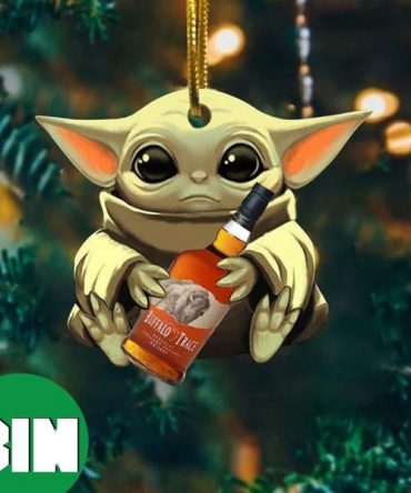 Baby Yoda Hug Buffalo Trace For Whiskey Lovers 2023 Christmas Star Wars Gift Ornament