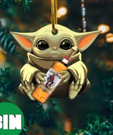 Baby Yoda Hug Captain Morgan For Whiskey Lovers 2023 Christmas Star Wars Gift Ornament