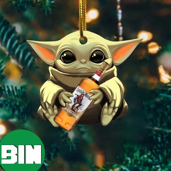 Baby Yoda Hug Captain Morgan For Whiskey Lovers 2023 Christmas Star Wars Gift Ornament