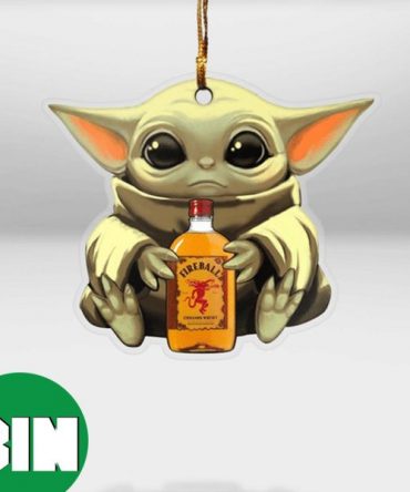 Baby Yoda Hug Fireball For Whiskey Lovers 2023 Christmas Star Wars Gift Ornament