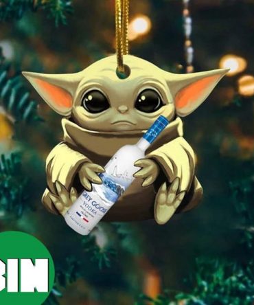 Baby Yoda Hug Goose Grey Goose Vodka For Whiskey Lovers 2023 Christmas Star Wars Gift Ornament